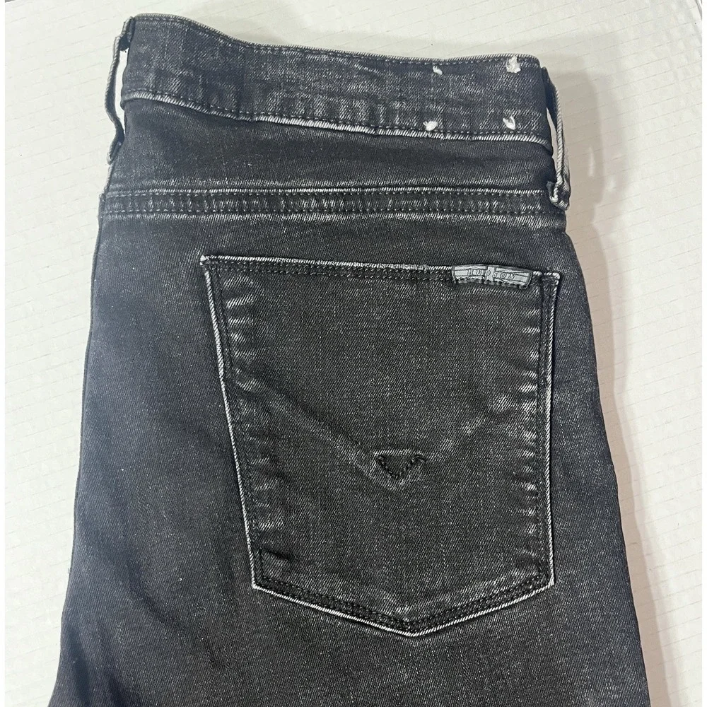 Hudson Jeans Women's 30 Black Krista‎ Super Skinny Raw Wash Biker Grunge Rock